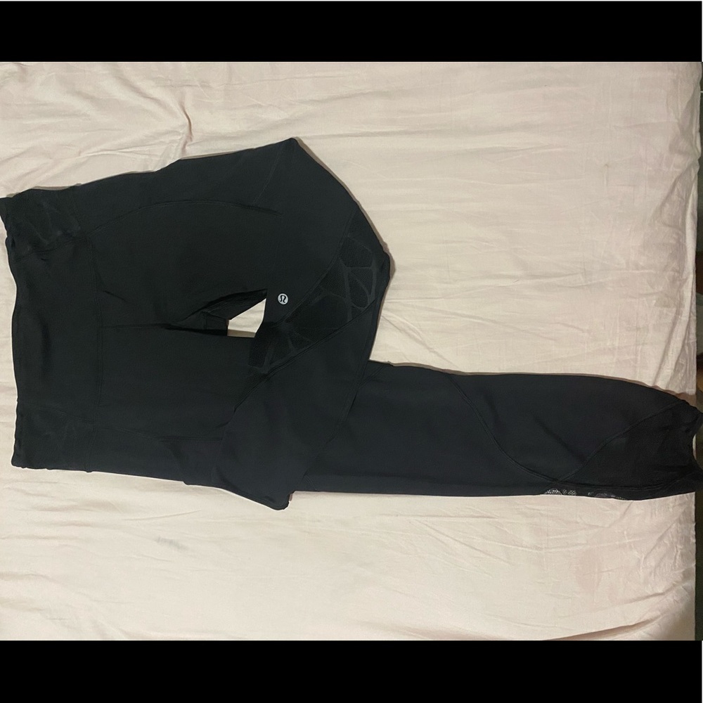 Lululemon Black legging with lace detail